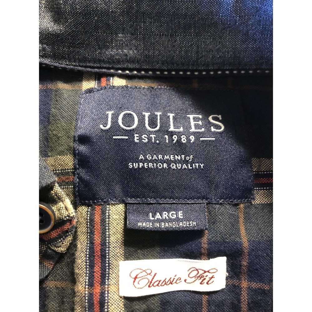 Joules Shirt Mens Large Green Plaid Buchannan Classic Long Sleeve Button Down - Picture 7 of 9